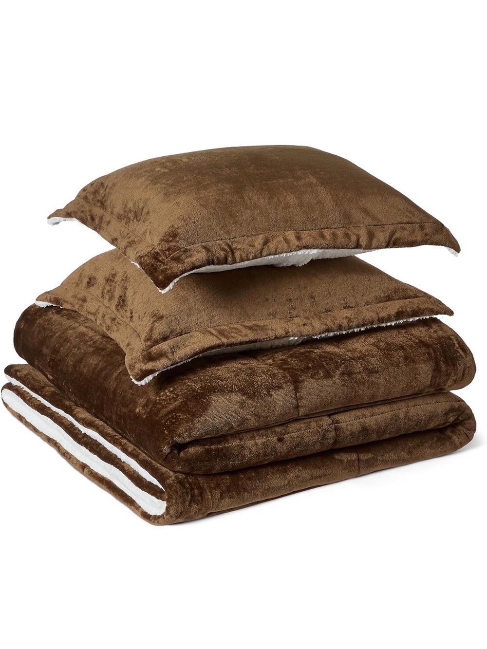 NWT unopened box!- Brown Reversible Sherpa Comforter Set with Pillow Sham - King